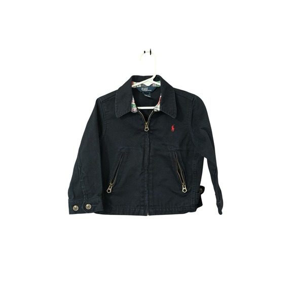 Polo Ralph Lauren Toddler Jacket Navy Blue Red Logo Cotton Size 2/2T - Picture 1 of 5